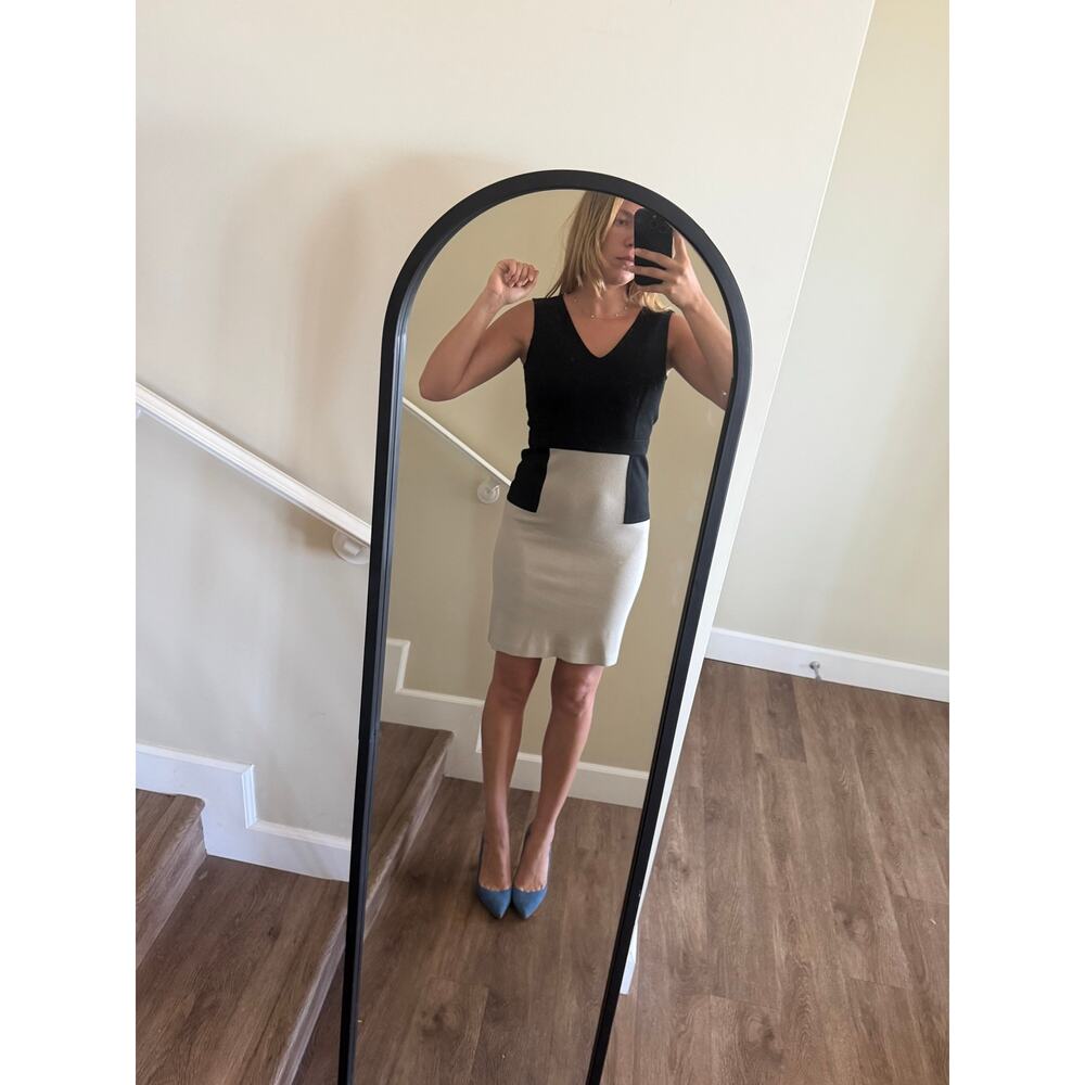 St. John Color Block Sleeveless V-Neck Dress